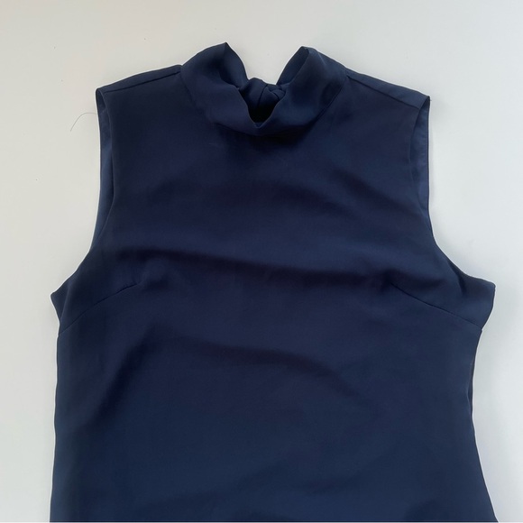 Nanette Nanette Lepore Navy Blue Sleeveless Drop Waist Pleated Dress Size 12 - Picture 3 of 12